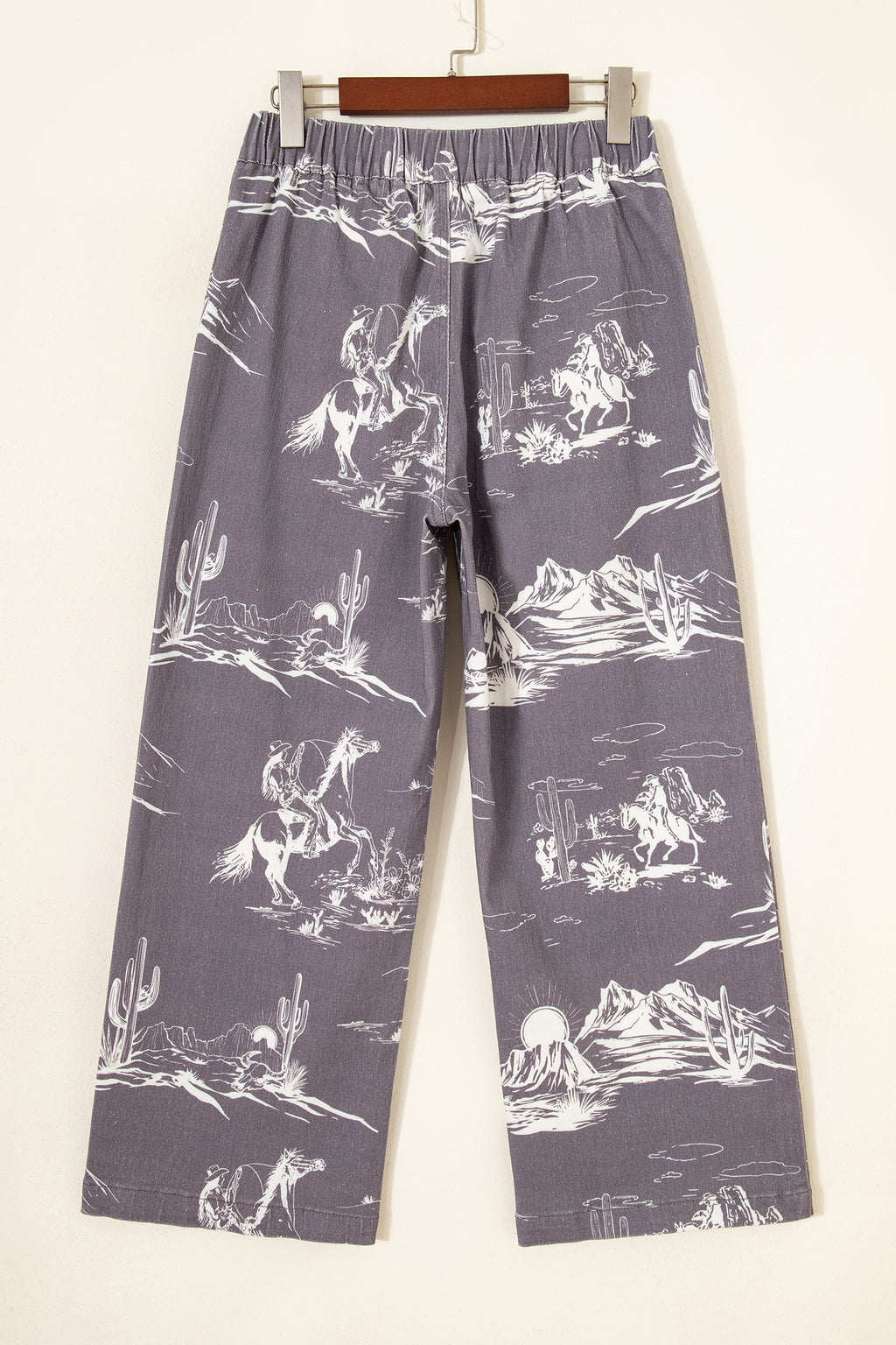 Gray Wild West Riding Vintage Printed Shift Jeans