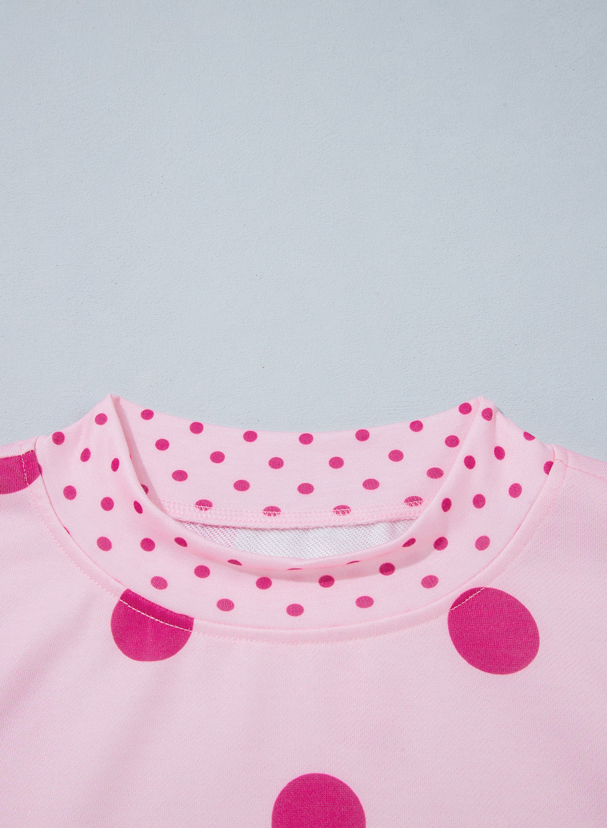 Brown Polka Dot Print Contrast Detail Oversized Tunic Sweatshirt