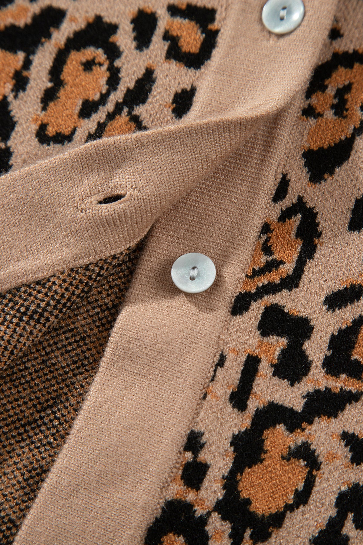 Brown Leopard Print Button-Up Cardigan Long Sleeve Cardigans