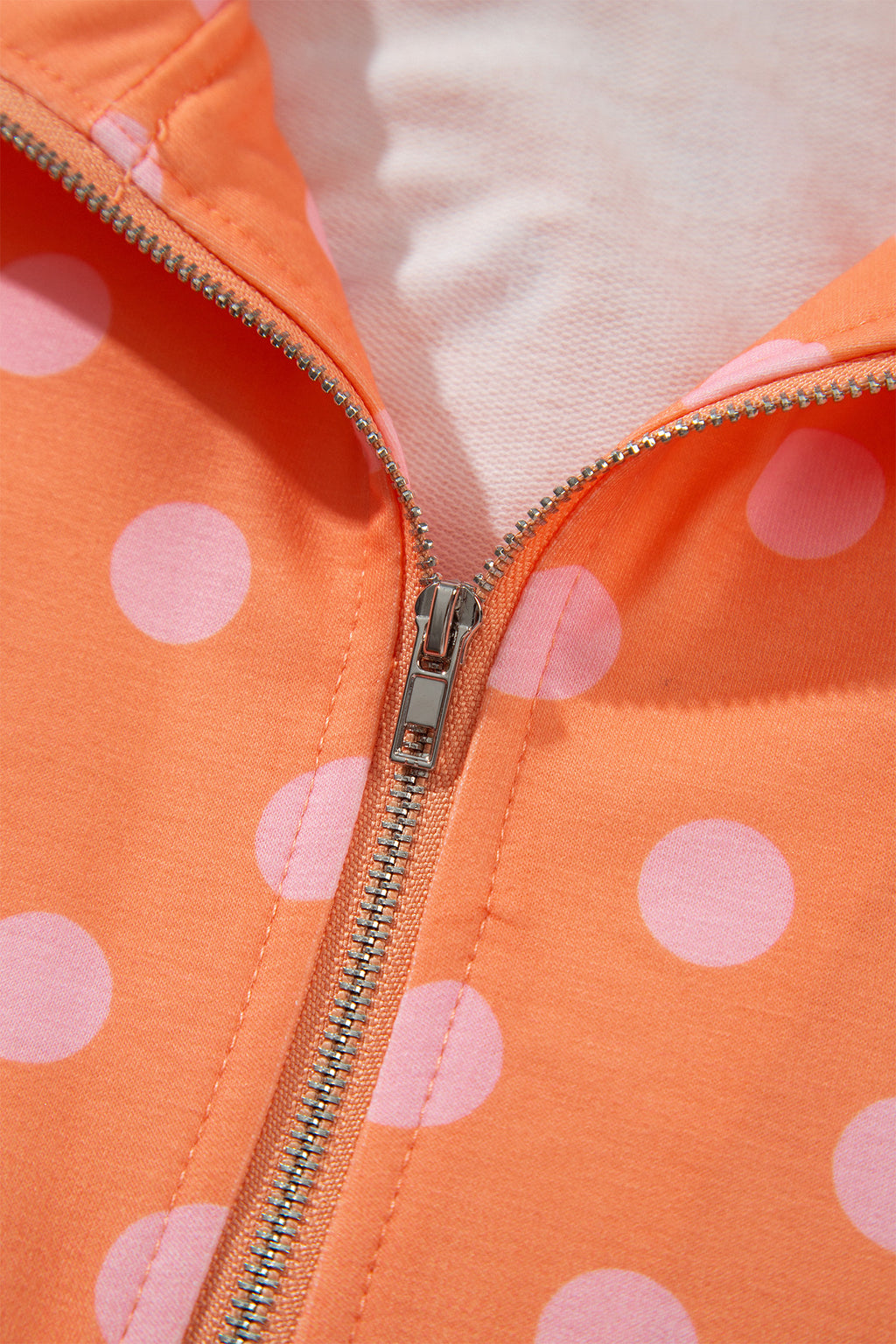 Pink Polka Dot Hooded Long Sleeve Top Casual Mini Skort Set