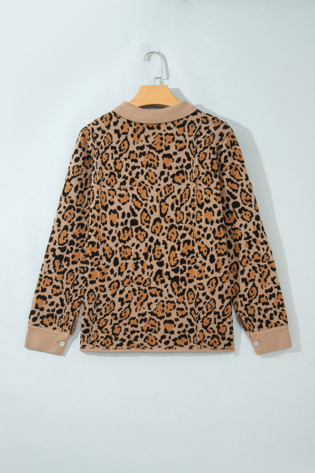 Brown Leopard Print Button-Up Cardigan Long Sleeve Cardigans