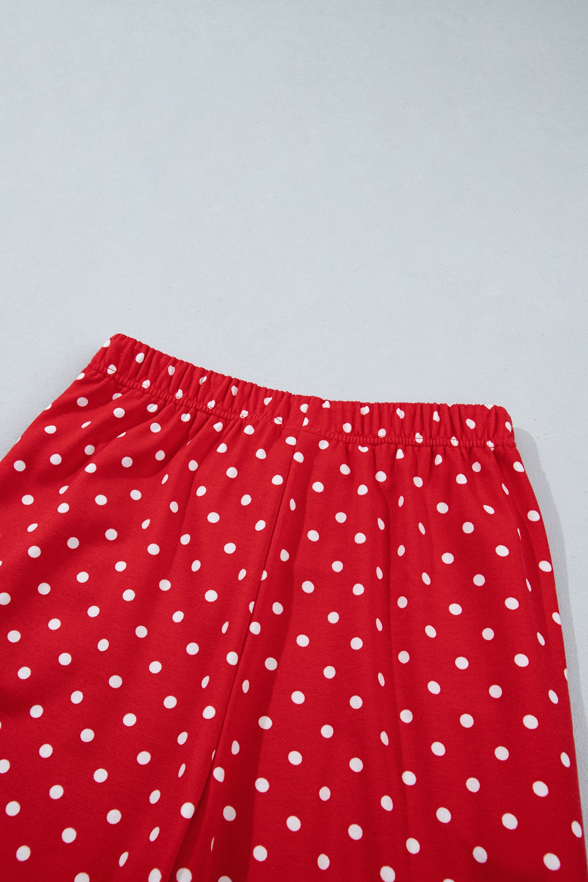 Brown Polka Dot Drawstring Wide Leg Long Sleeve Top Pant Set