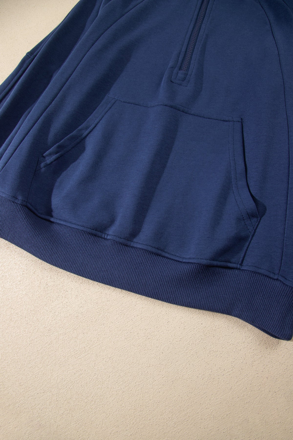 Navy Blue Long Sleeve Zip-Up Top Elastic Waist Skort Set