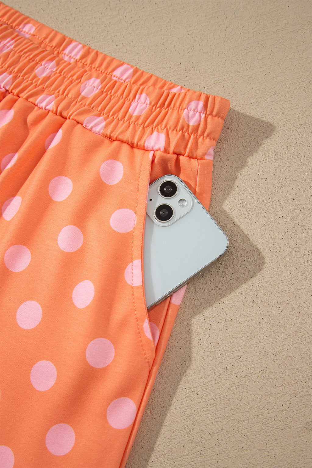 Pink Polka Dot Hooded Long Sleeve Top Casual Mini Skort Set