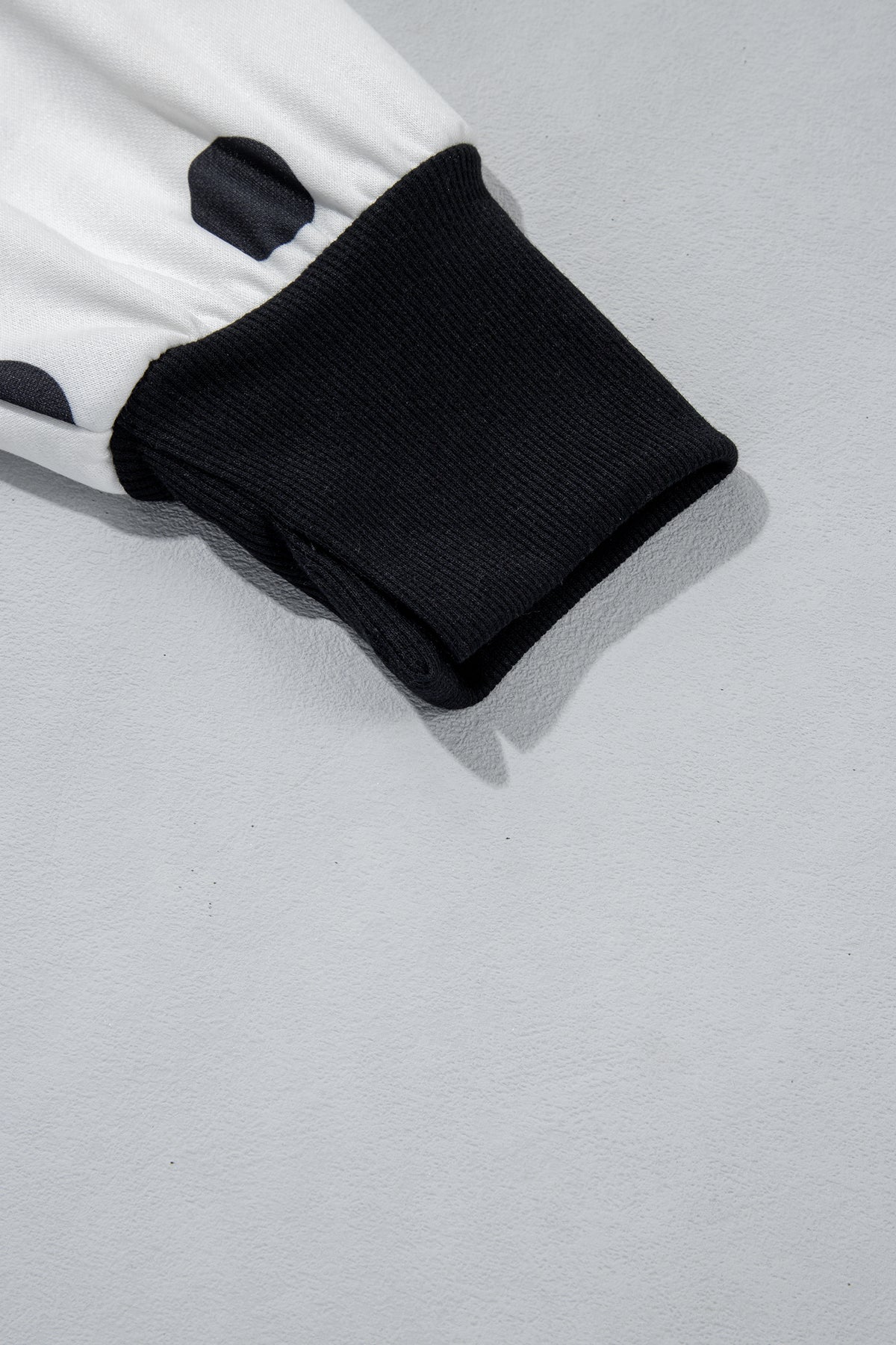 White Polka Dot Contrast Patchwork Round Neck Baggy Sweatshirt