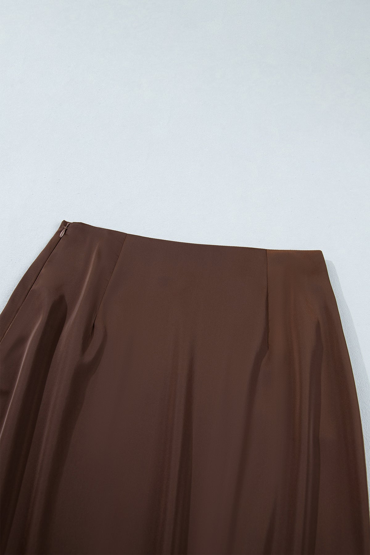 Dark Brown Lace Patchwork Hem Long Casual Shift Skirt