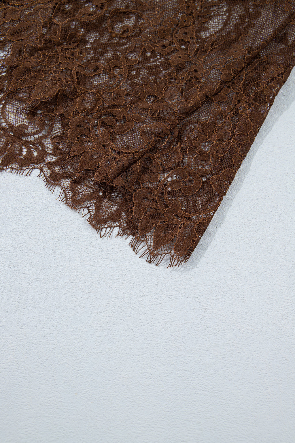 Dark Brown Lace Patchwork Hem Long Casual Shift Skirt