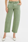 RISEN Tummy Control High Rise Crop Barrel Jeans