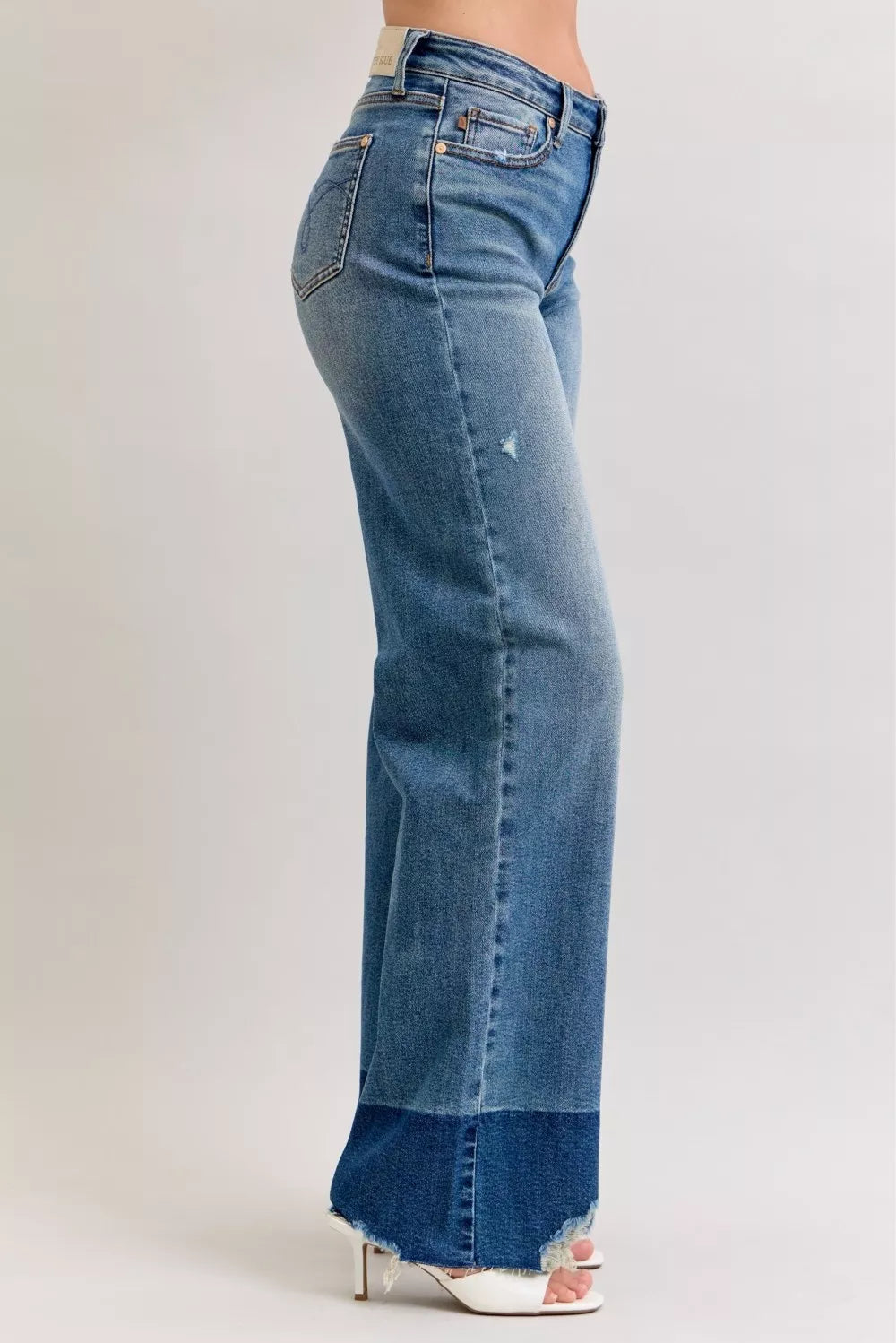 Judy Blue Raw Hem High Waist Straight Leg Jeans