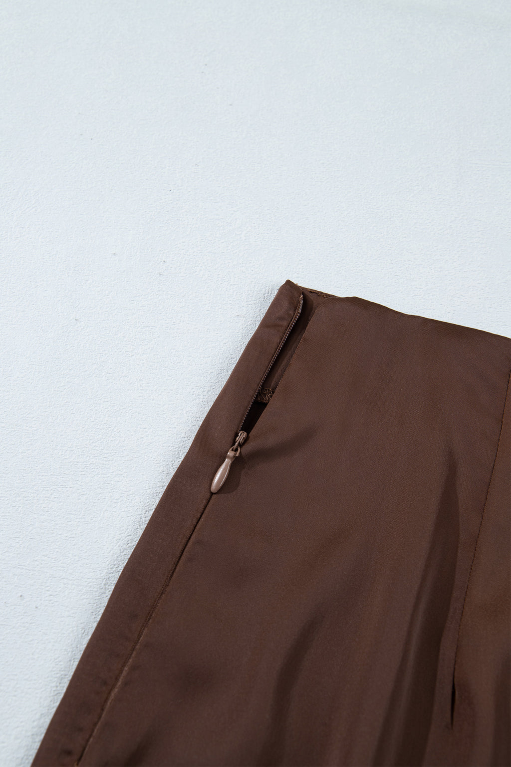 Dark Brown Lace Patchwork Hem Long Casual Shift Skirt