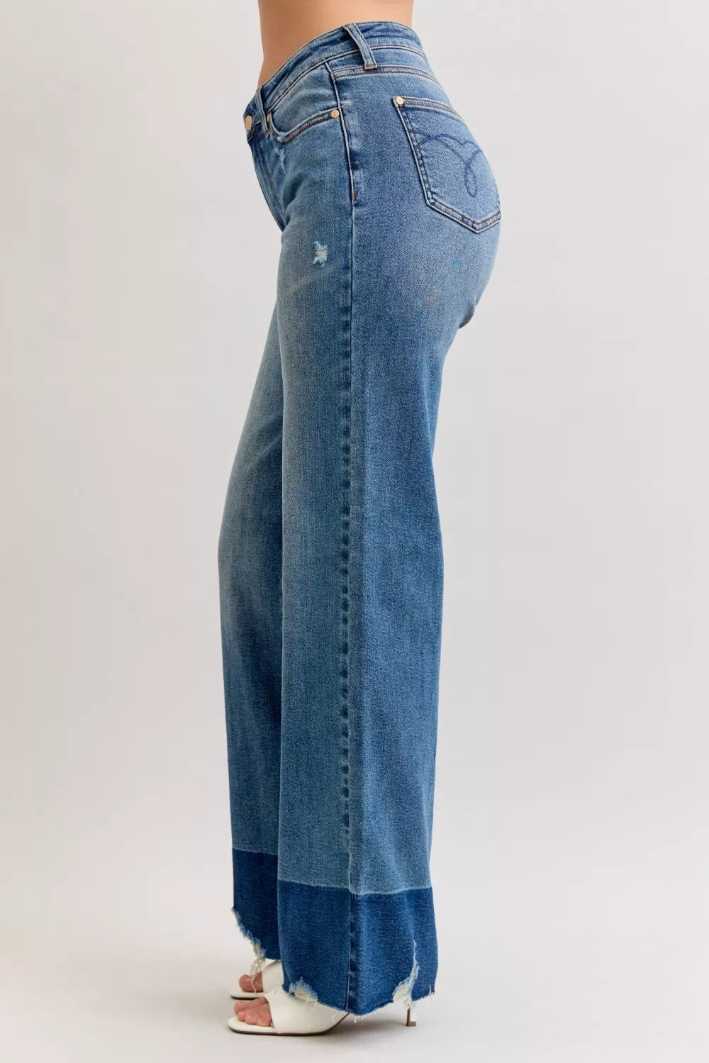 Judy Blue Raw Hem High Waist Straight Leg Jeans