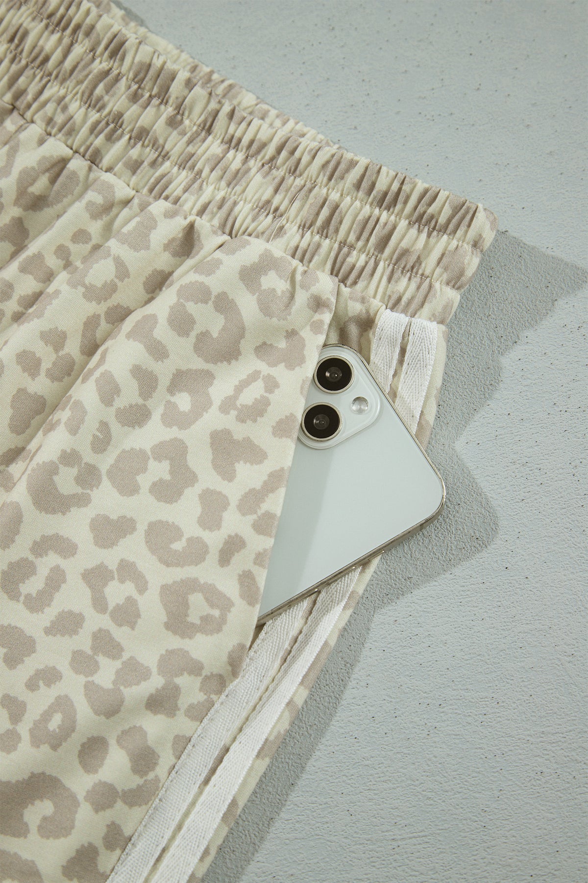 Pink Leopard Print Varsity Striped Detail 3/4 Sleeve Top Shift Pant Set