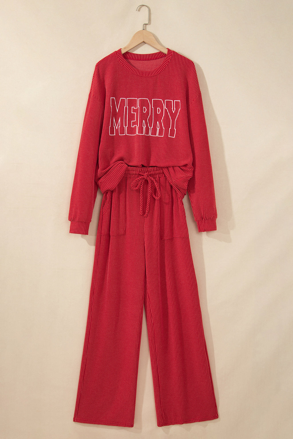 Evergreen JOLLY Corded Long Sleeve Top and Pockets Pants Set