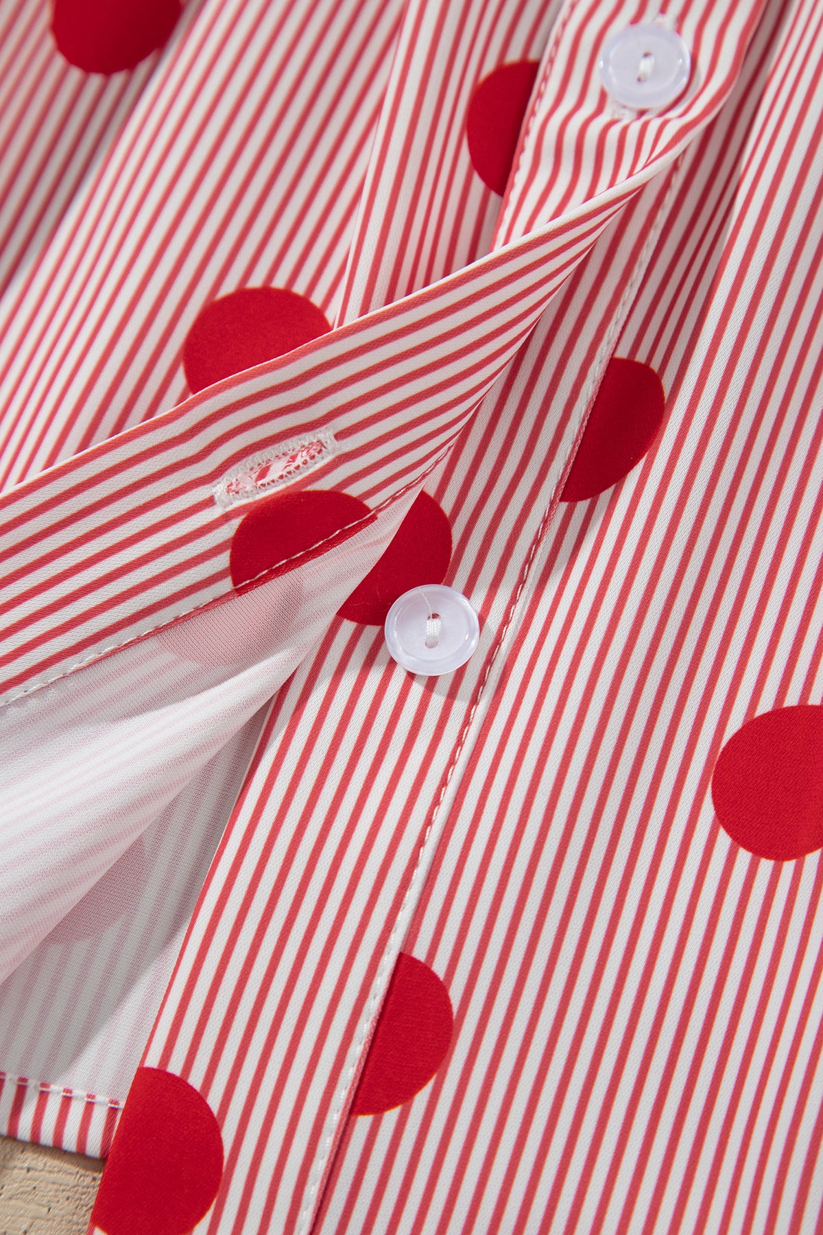 Sky Blue Polka Dot Print Ruffle Stand Neck 3/4 Sleeve Shift Shirt