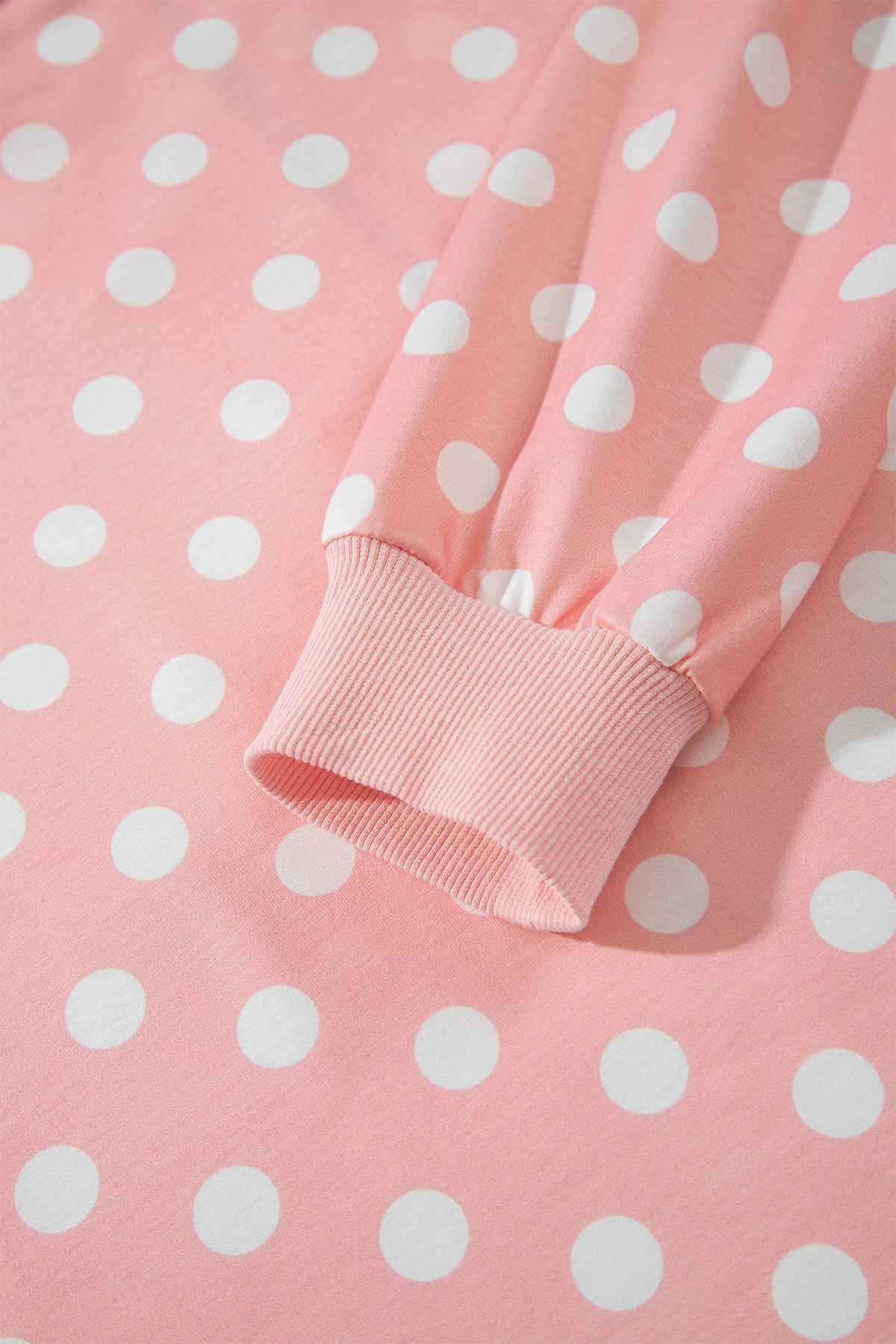 Pink Polka Dot Hooded Long Sleeve Top Casual Mini Skort Set