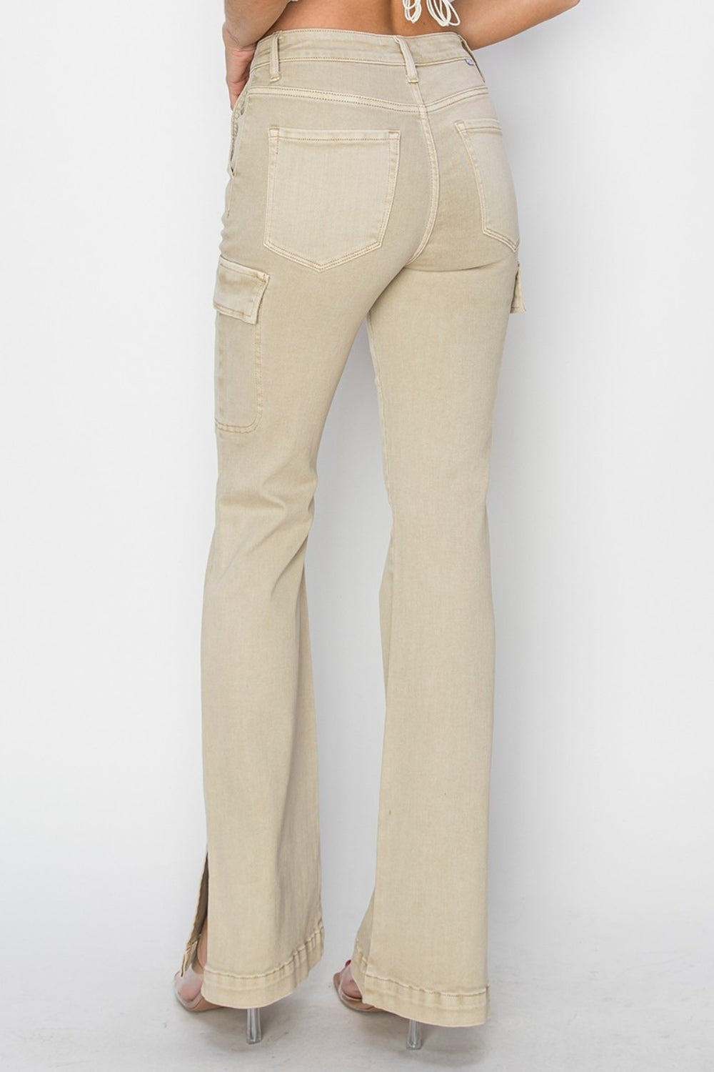 RISEN Denim Side Slit Cargo Bootcut Jeans