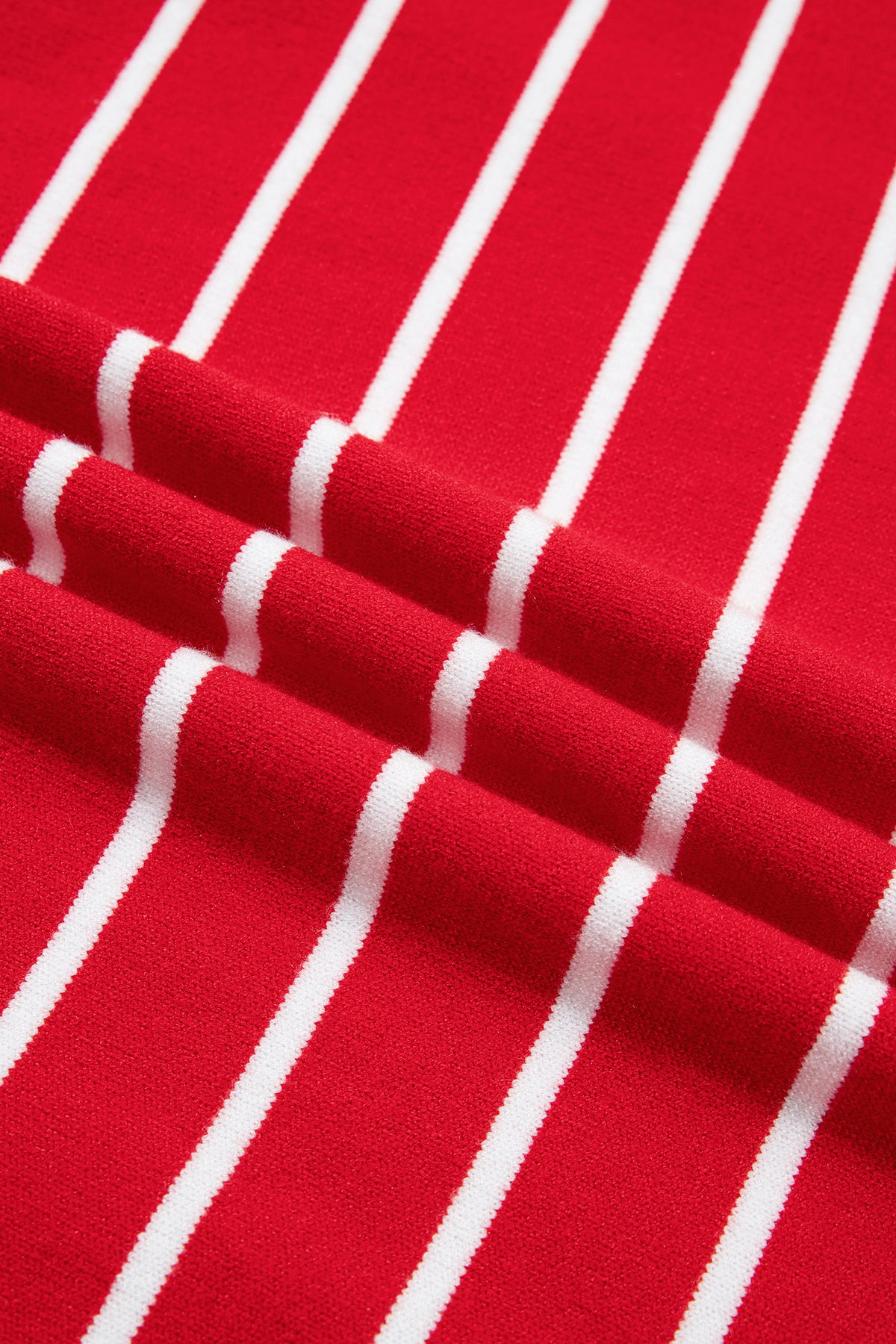 Red Stripe Dropped Shoulder Half Sleeve Relaxed Knit Sweater