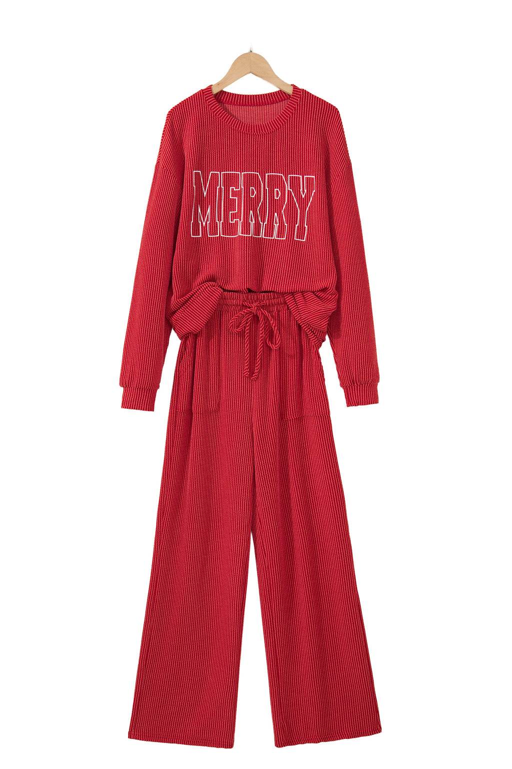 Evergreen JOLLY Corded Long Sleeve Top and Pockets Pants Set