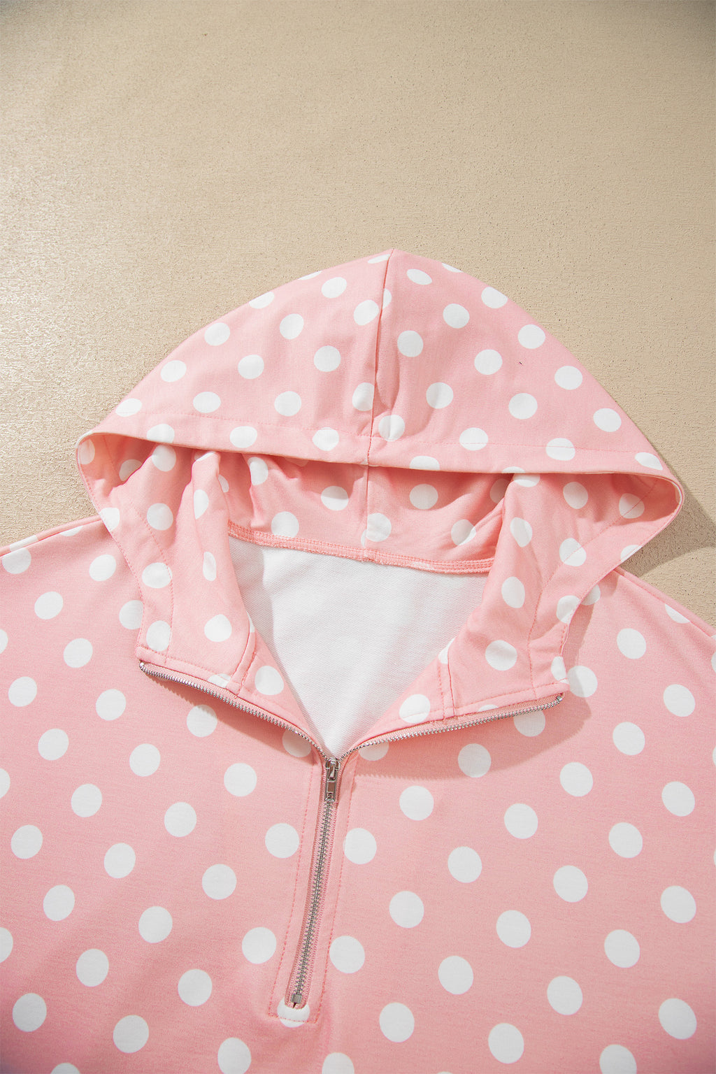 Pink Polka Dot Hooded Long Sleeve Top Casual Mini Skort Set