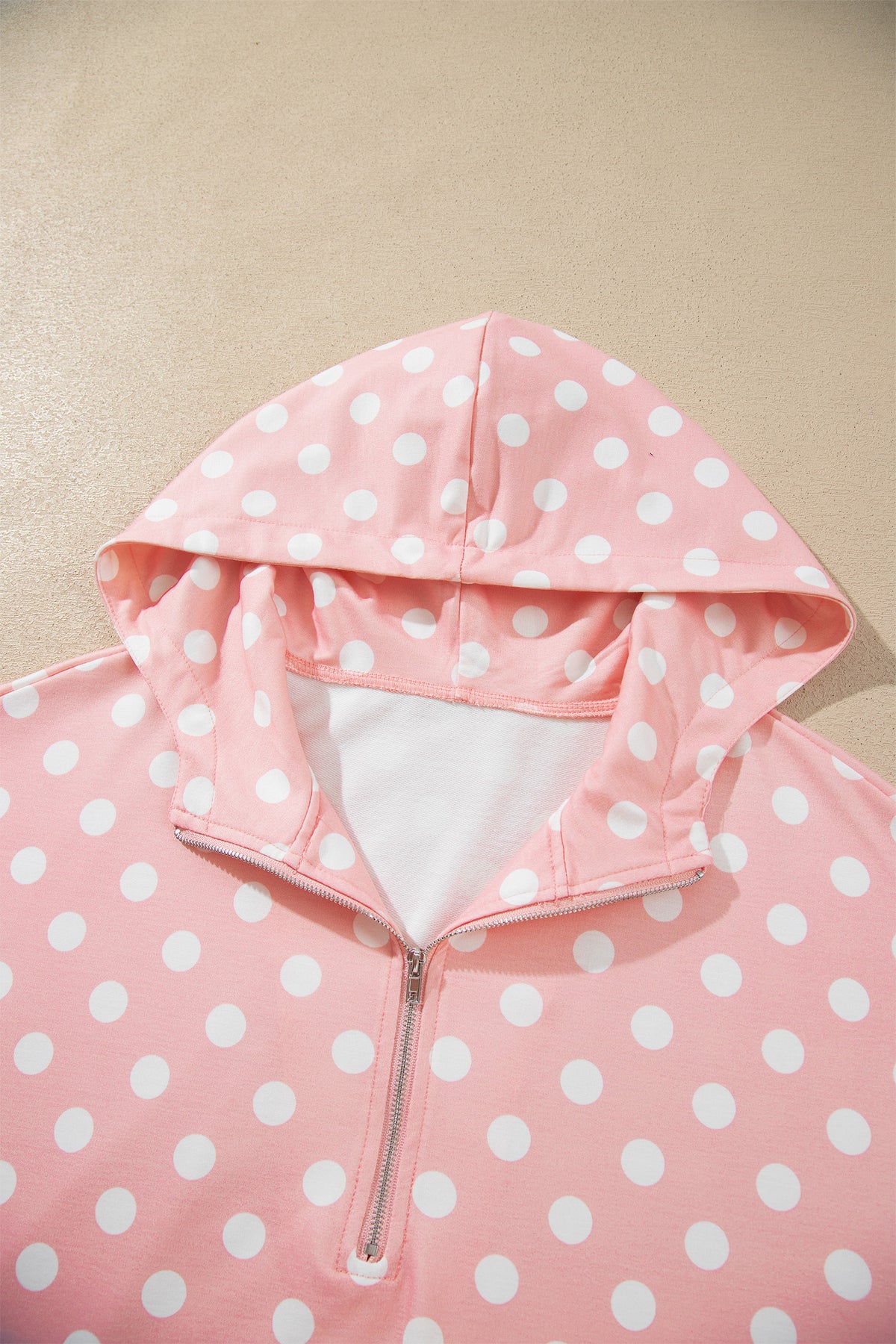 Pink Polka Dot Hooded Long Sleeve Top Casual Mini Skort Set