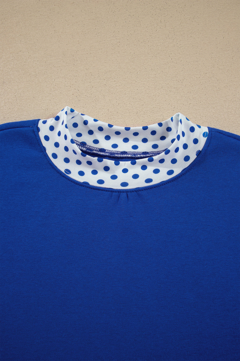 Dark Blue Polka Dot Trim Baggy Pullover 2pcs Short Set