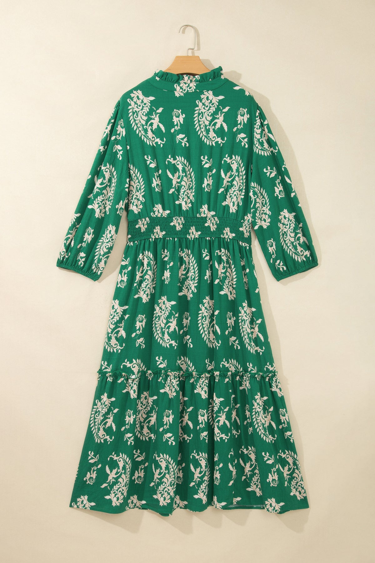 Green Floral Print V Neck Shift Dress Plus Size Dress