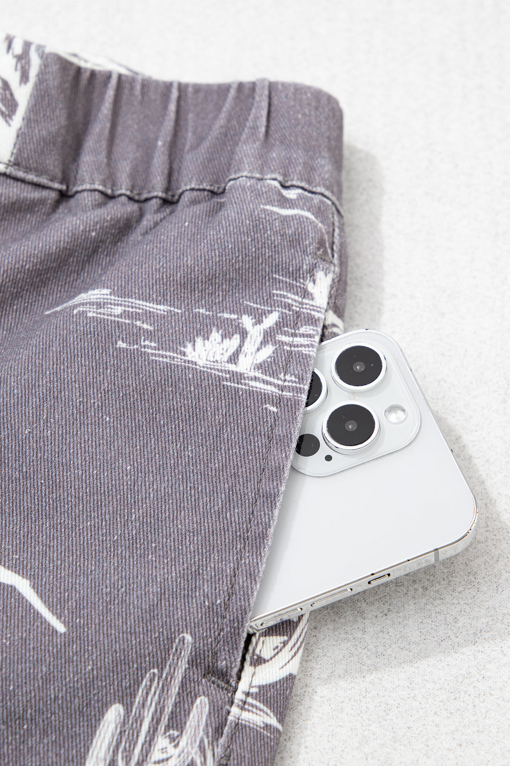 Gray Wild West Riding Vintage Printed Shift Jeans