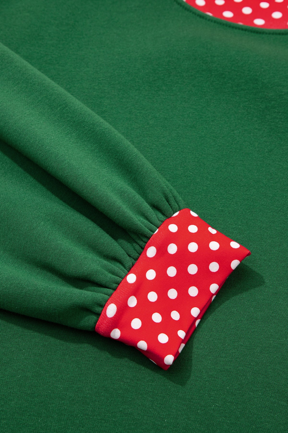Dirty blue Polka Dot Patchwork Round Neck Plus Size Sweatshirt