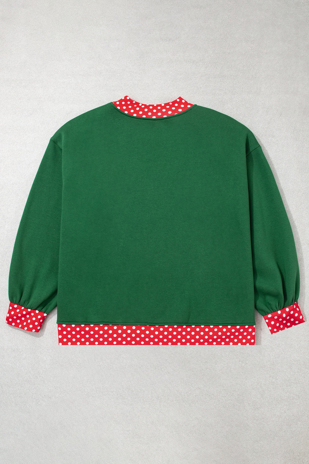 Dirty blue Polka Dot Patchwork Round Neck Plus Size Sweatshirt