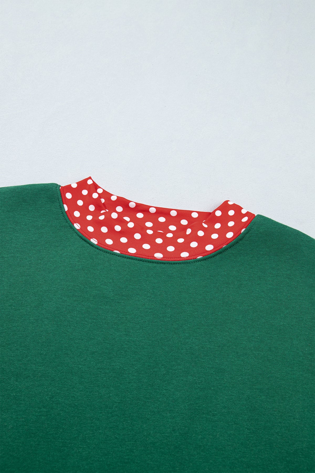 Dark Blue Polka Dot Trim Baggy Pullover 2pcs Short Set
