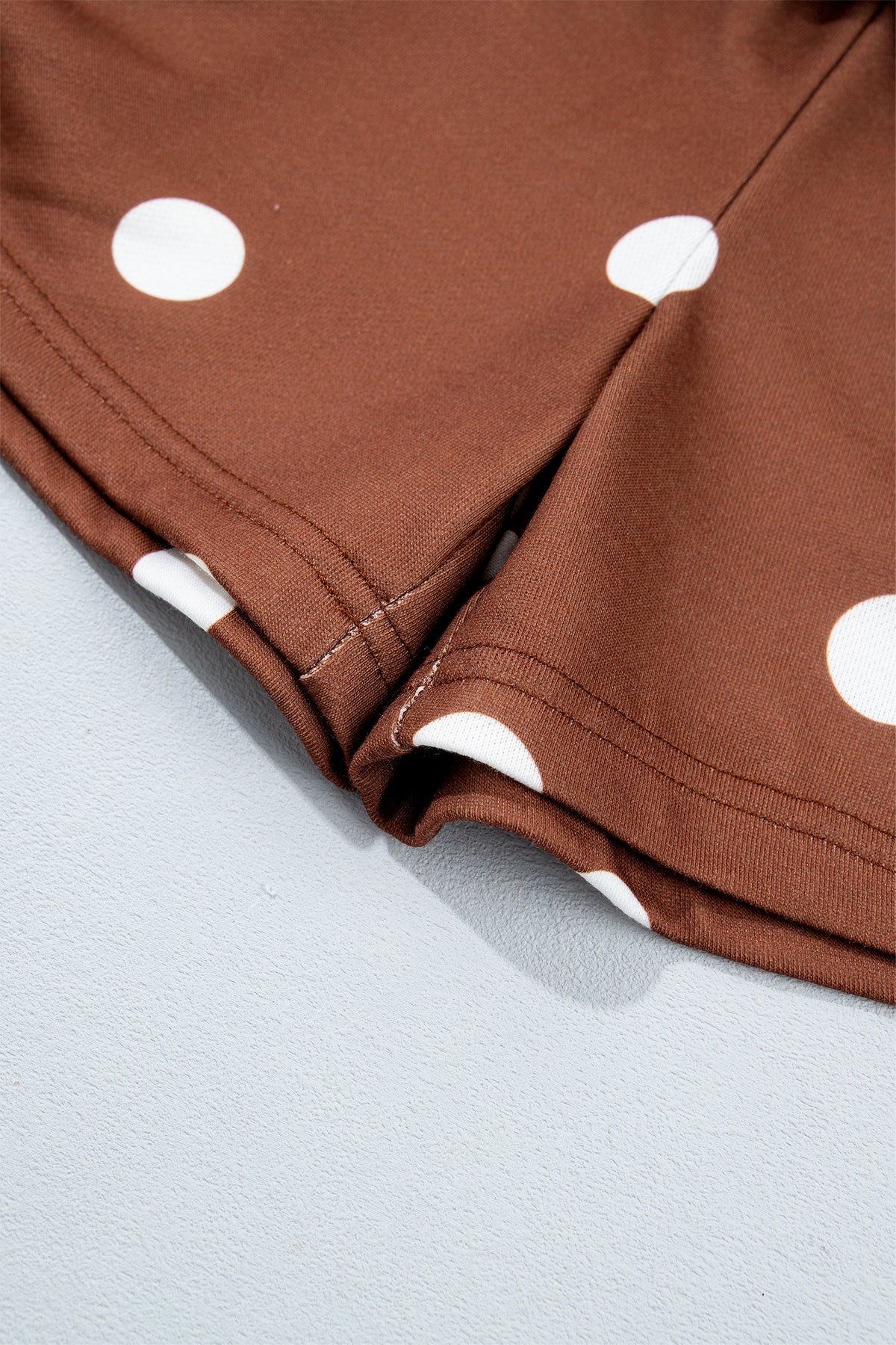 Brown Polka Dot Raw Hem Relaxed Pullover Loose Skort Two Piece Set