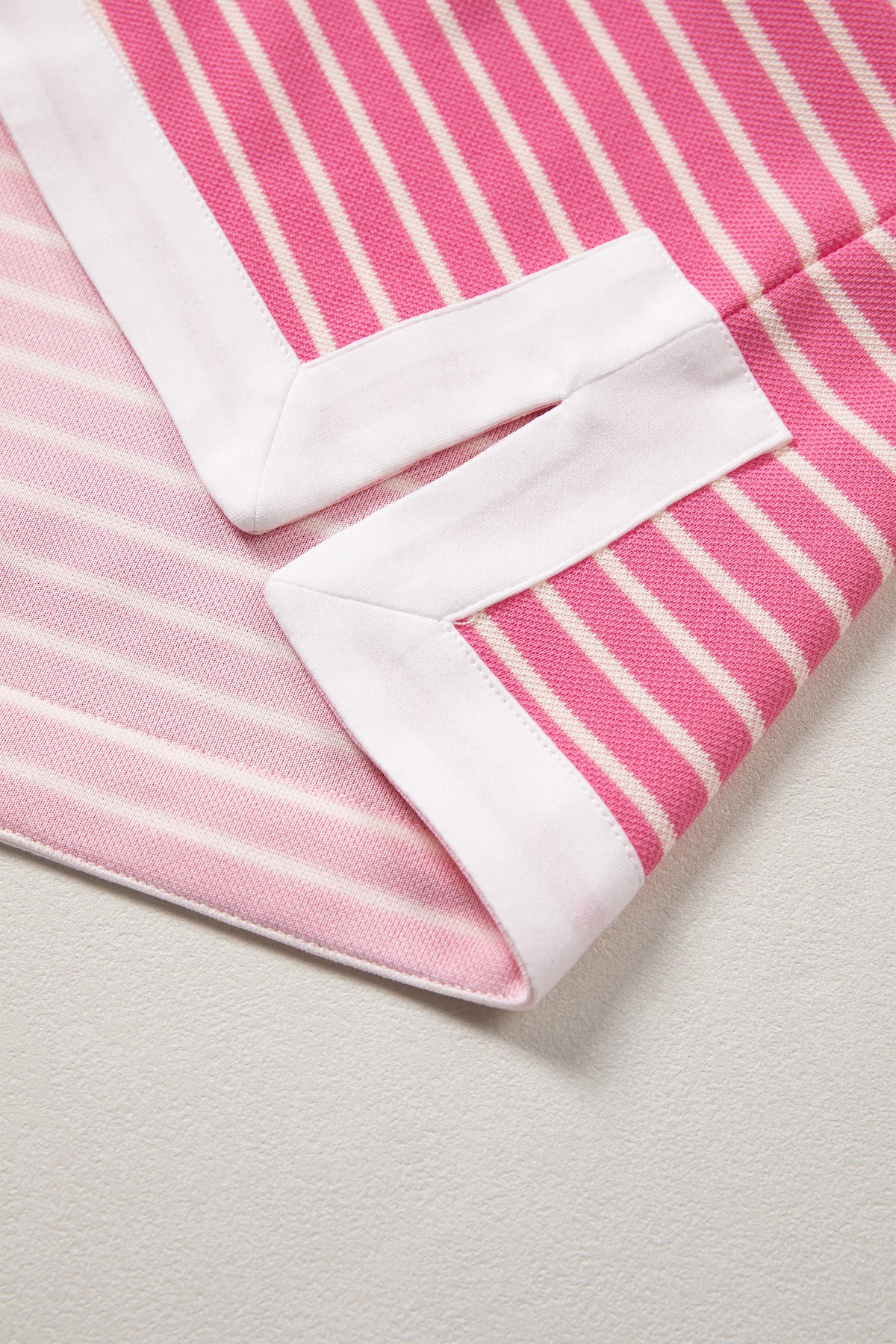 Pink Stripe Color Block Trim Notched Neck Sleeveless Shift Mini Dress