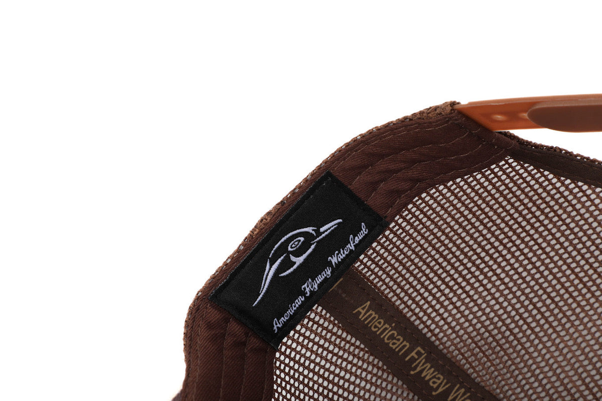 Buck 7 Panel Brown Old School AFW Style w- 3 D Puff and Brown Mesh Hat