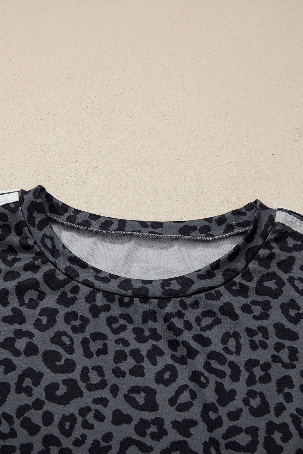 Pink Leopard Print Varsity Striped Detail 3/4 Sleeve Top Shift Pant Set