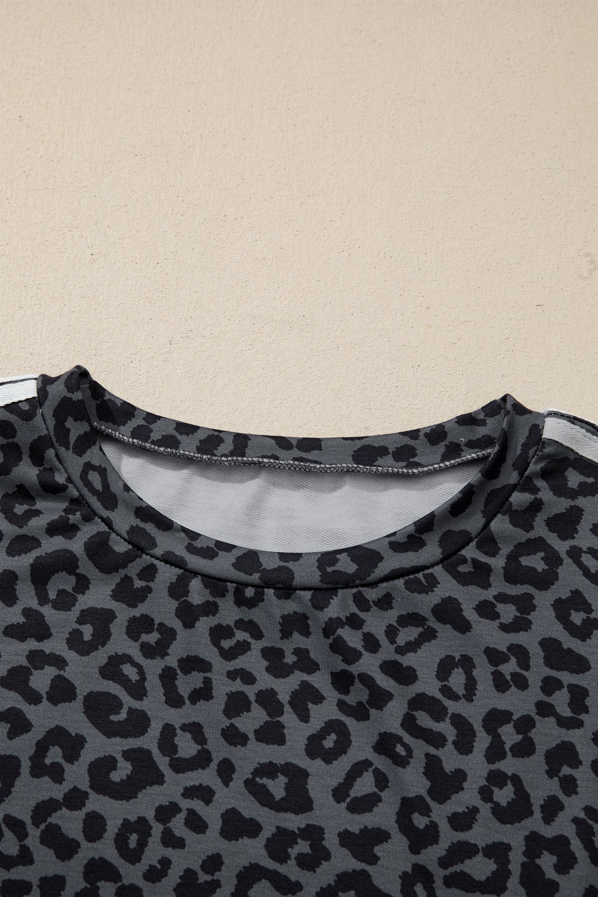 Pink Leopard Print Varsity Striped Detail 3/4 Sleeve Top Shift Pant Set