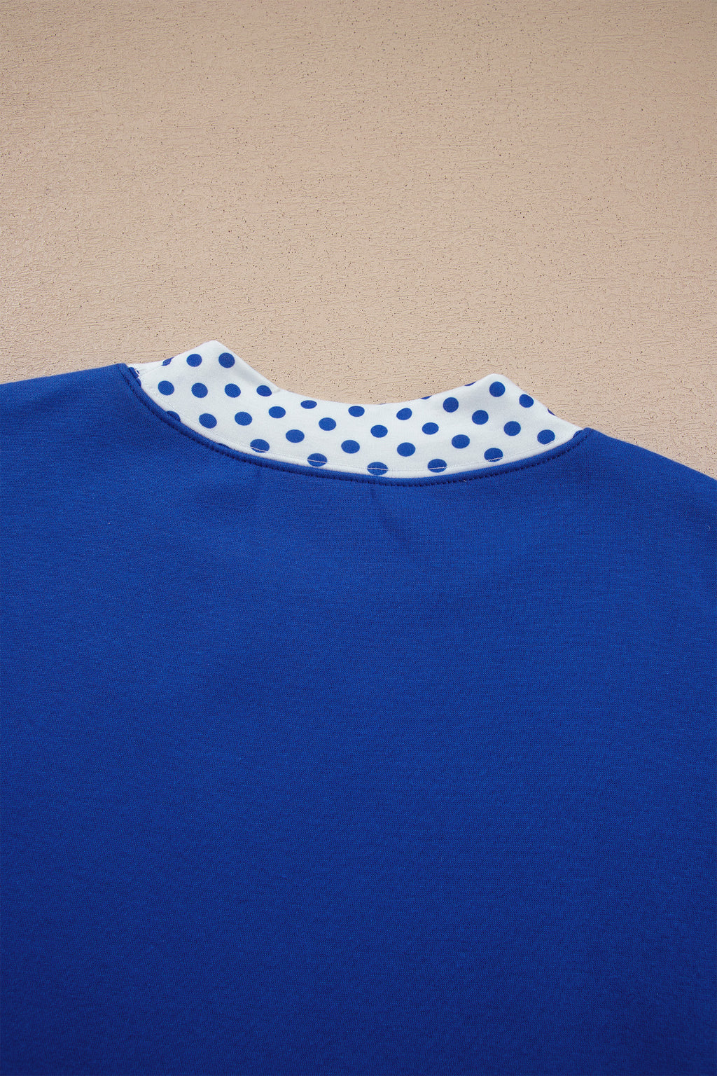 Dark Blue Polka Dot Trim Baggy Pullover 2pcs Short Set