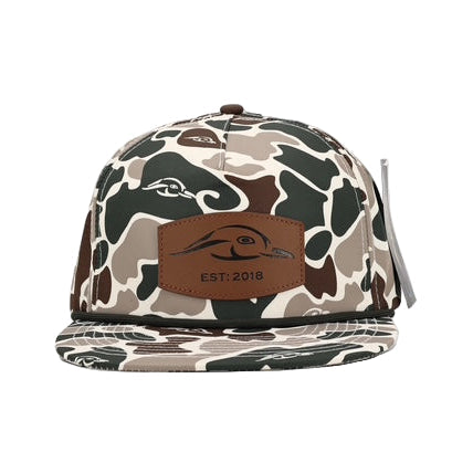 Leather Patch Green and Brown Camo Vintage Rope Old School Hat