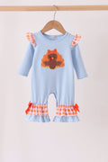 Blue Turkey Applique Ruffle Romper