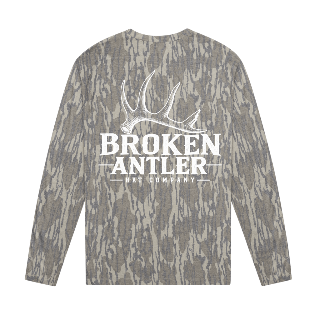 Broken Antler Hat Co.- Broken Antler Long Sleeve Shirt Camo/ White