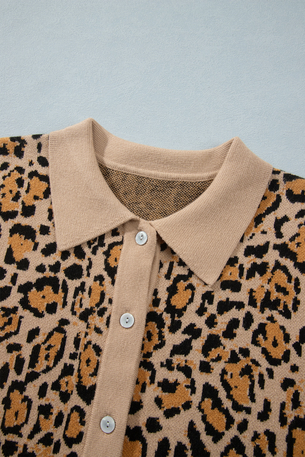 Brown Leopard Print Button-Up Cardigan Long Sleeve Cardigans