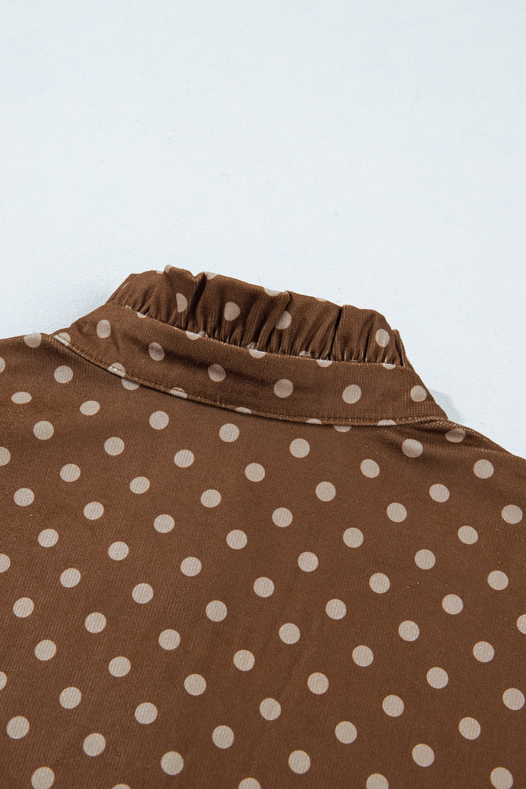 Brown Polka Dot V Neck Long Sleeve Button Shift Dress