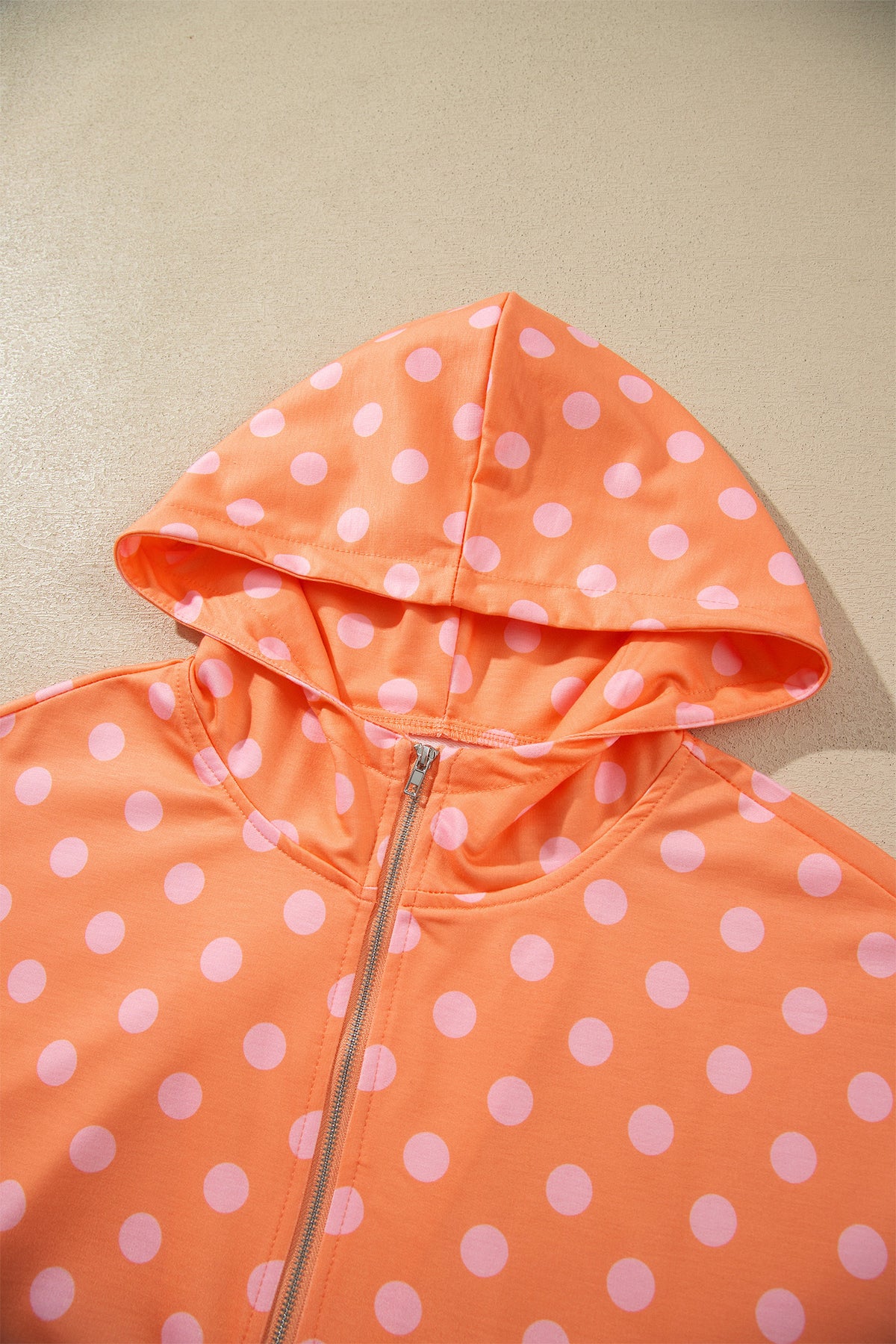 Pink Polka Dot Hooded Long Sleeve Top Casual Mini Skort Set