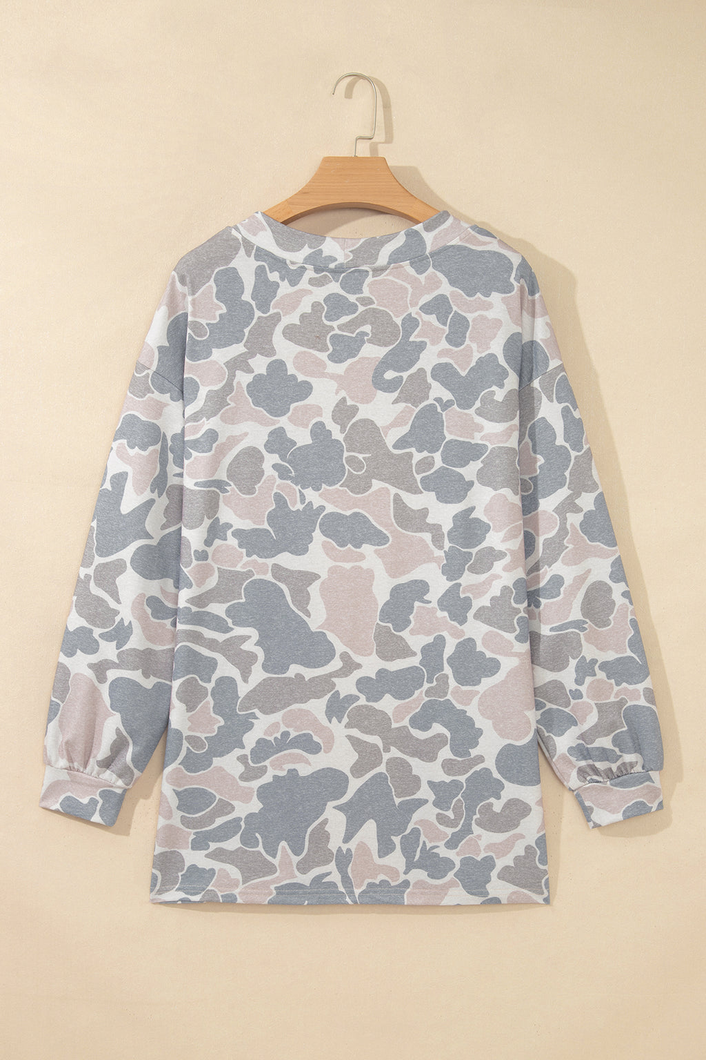 Multicolour Camouflage Print Long Sleeve Open Front Tunic Cardigan