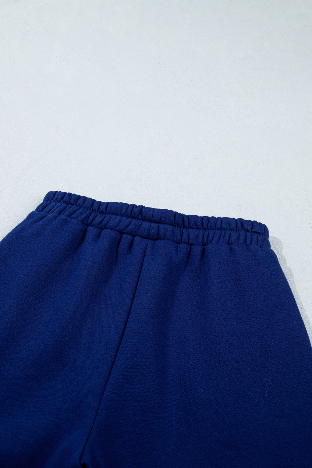 Dark Blue Polka Dot Trim Baggy Pullover 2pcs Short Set