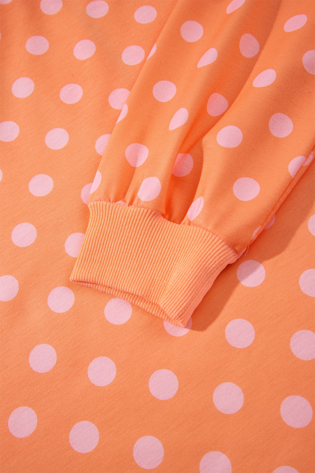 Pink Polka Dot Hooded Long Sleeve Top Casual Mini Skort Set