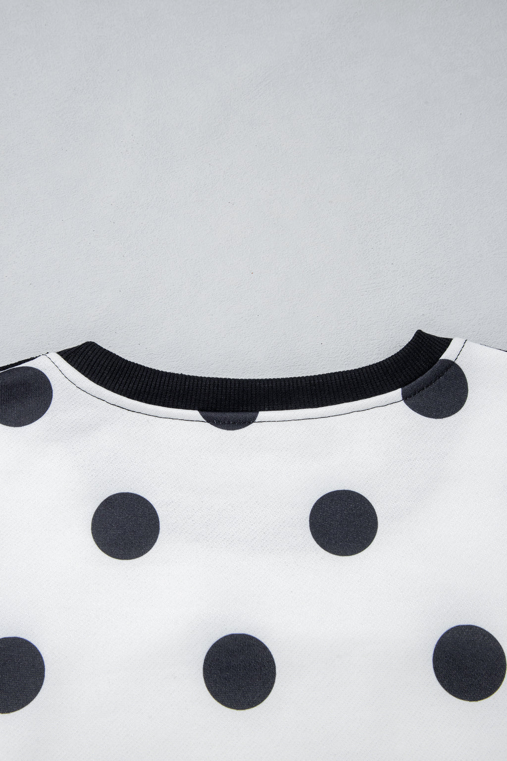 White Polka Dot Contrast Patchwork Round Neck Baggy Sweatshirt