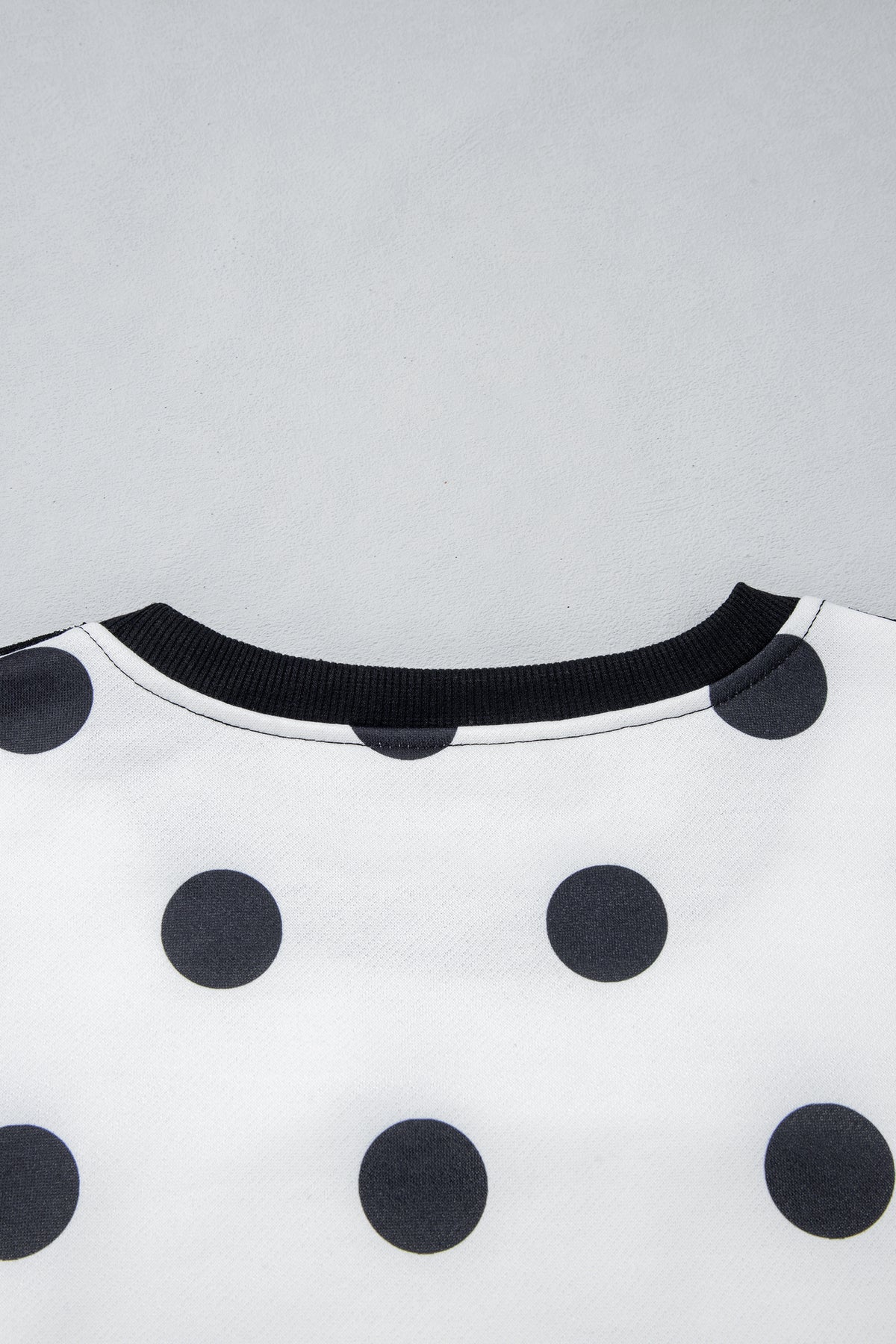 White Polka Dot Contrast Patchwork Round Neck Baggy Sweatshirt