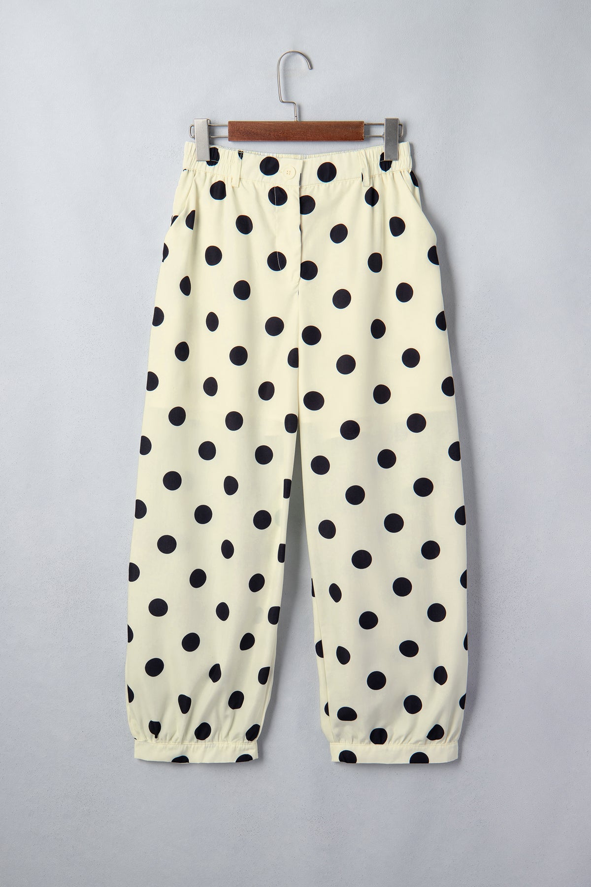 Black Polka Dot Ankle Length Harem Pants