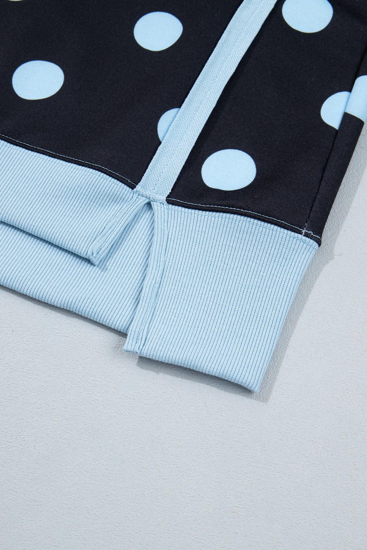 White Polka Dot Contrast Patchwork Round Neck Baggy Sweatshirt