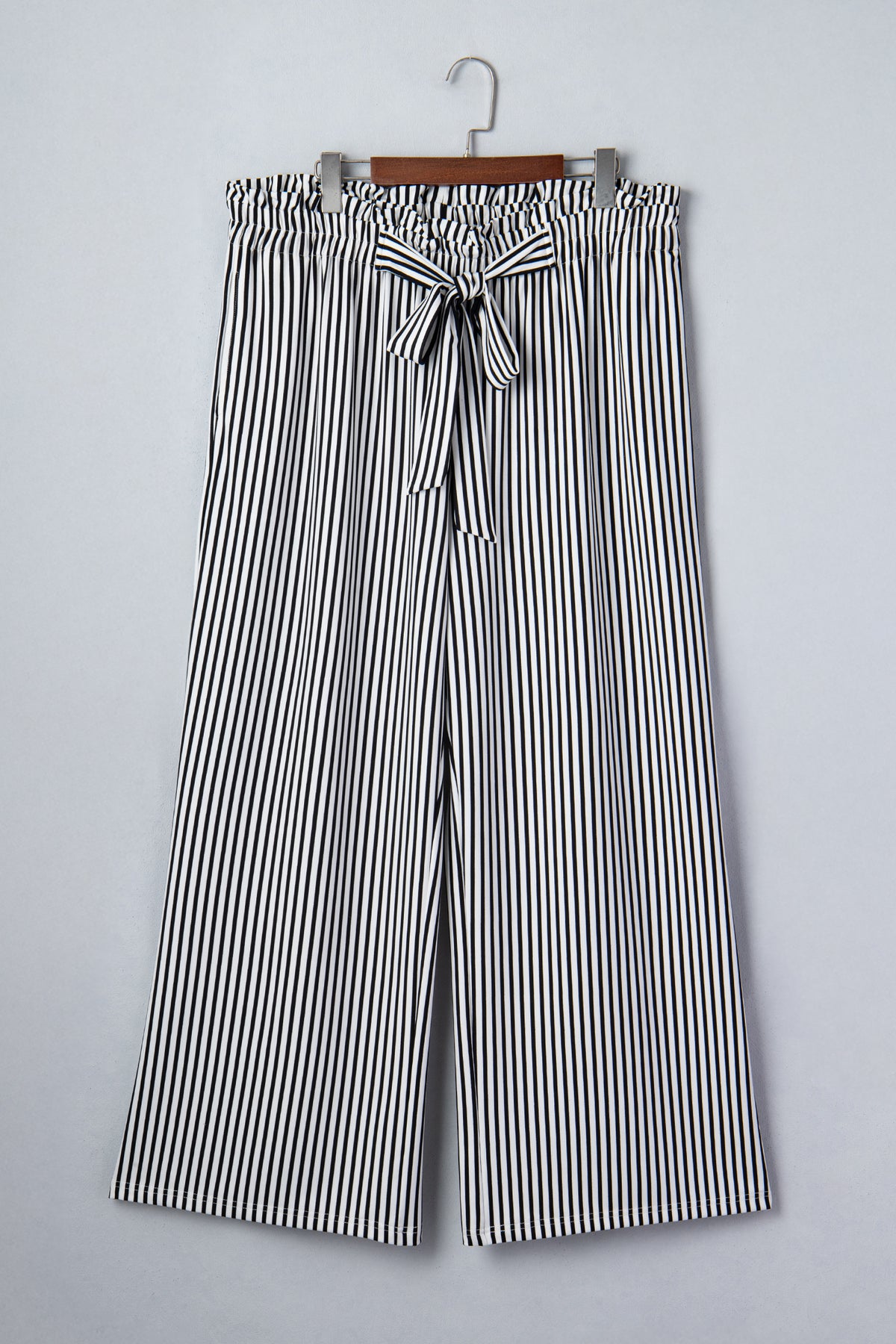 Black Stripe Plus Size Loose Straight Casual Pants